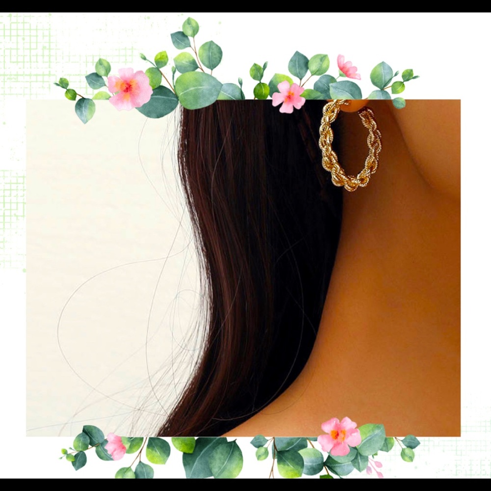 Rope style hoops earrings - Picture 2 of 2
